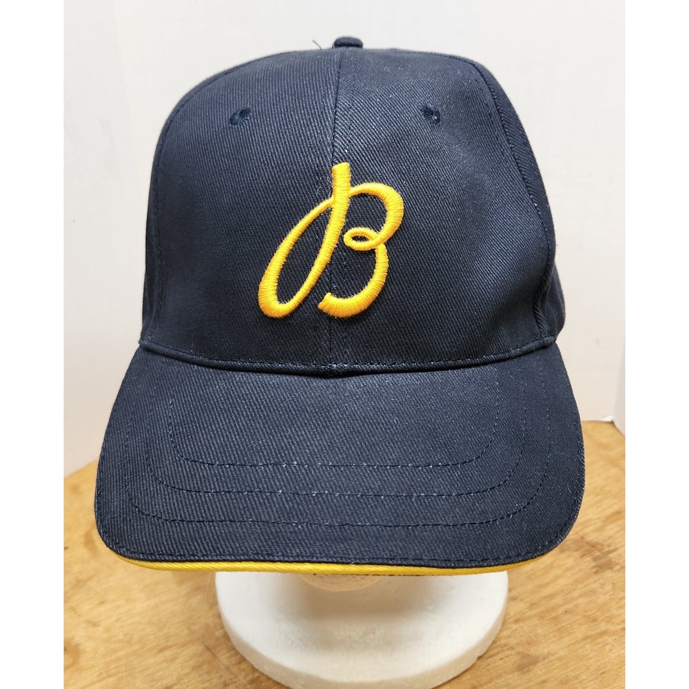 Breitling 1884 Navy Blue Organic Cotton Baseball Cap Hat Leather Strapback Logo